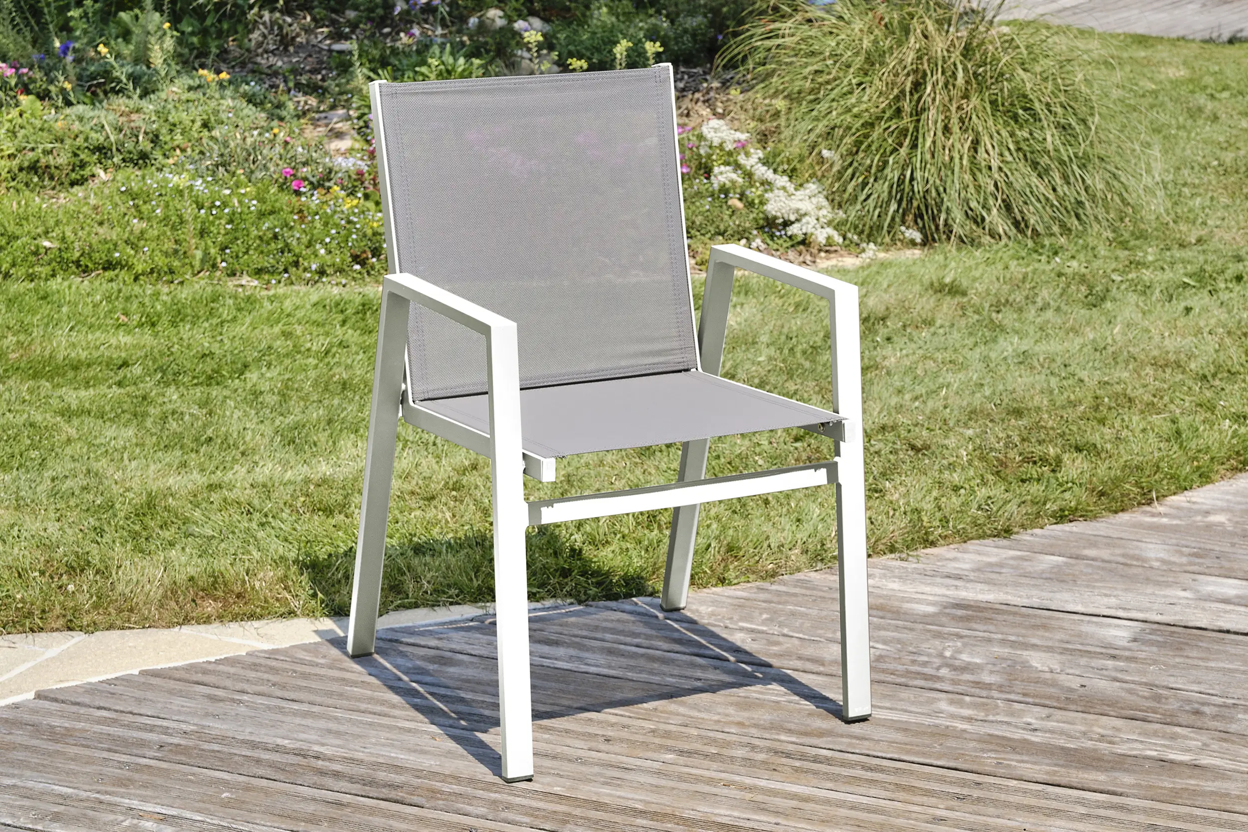 Fauteuil de jardin empilable en aluminium – Blanc – FLORIDE