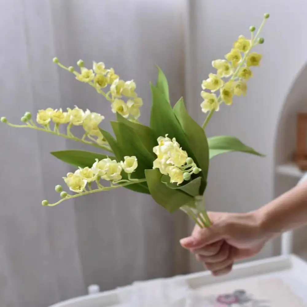 Fleurs de Muguet Artificielles Jaune – Lot de 5 Branches – Bouquet de Mariage Élégant – Lytech