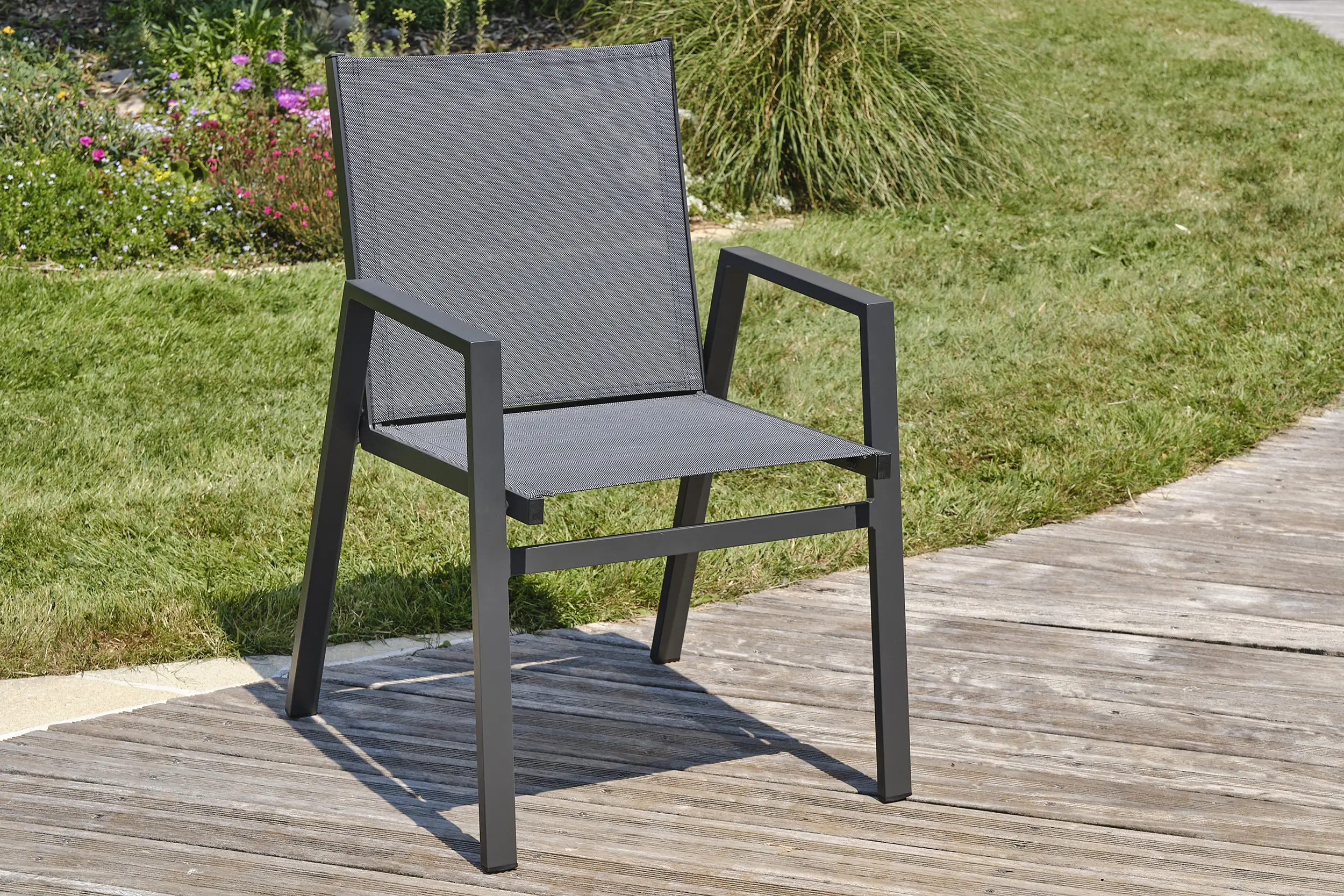 Fauteuil de jardin empilable en aluminium – Gris anthracite – FLORIDE