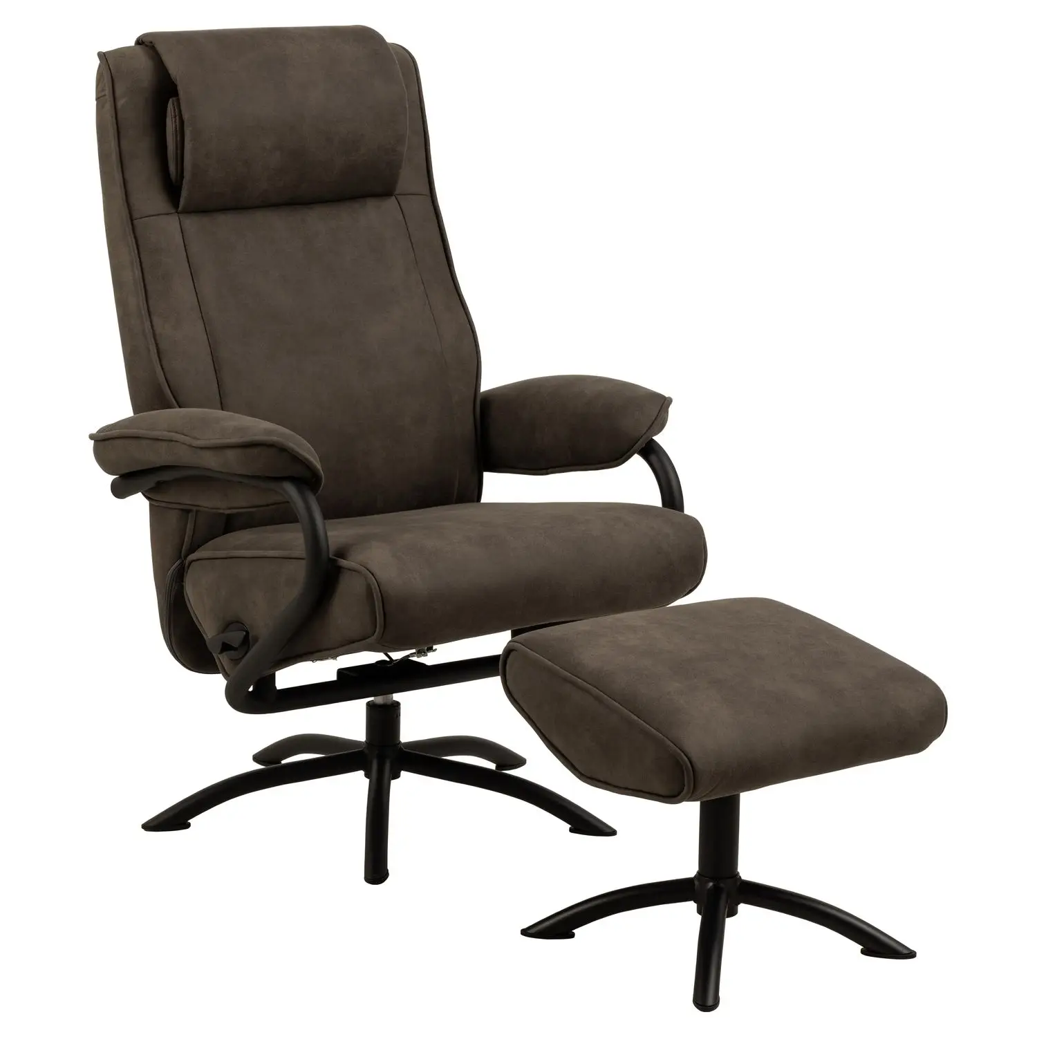 Fauteuil Hailey avec accoudoirs et repose pieds – Taupe – Toilinux