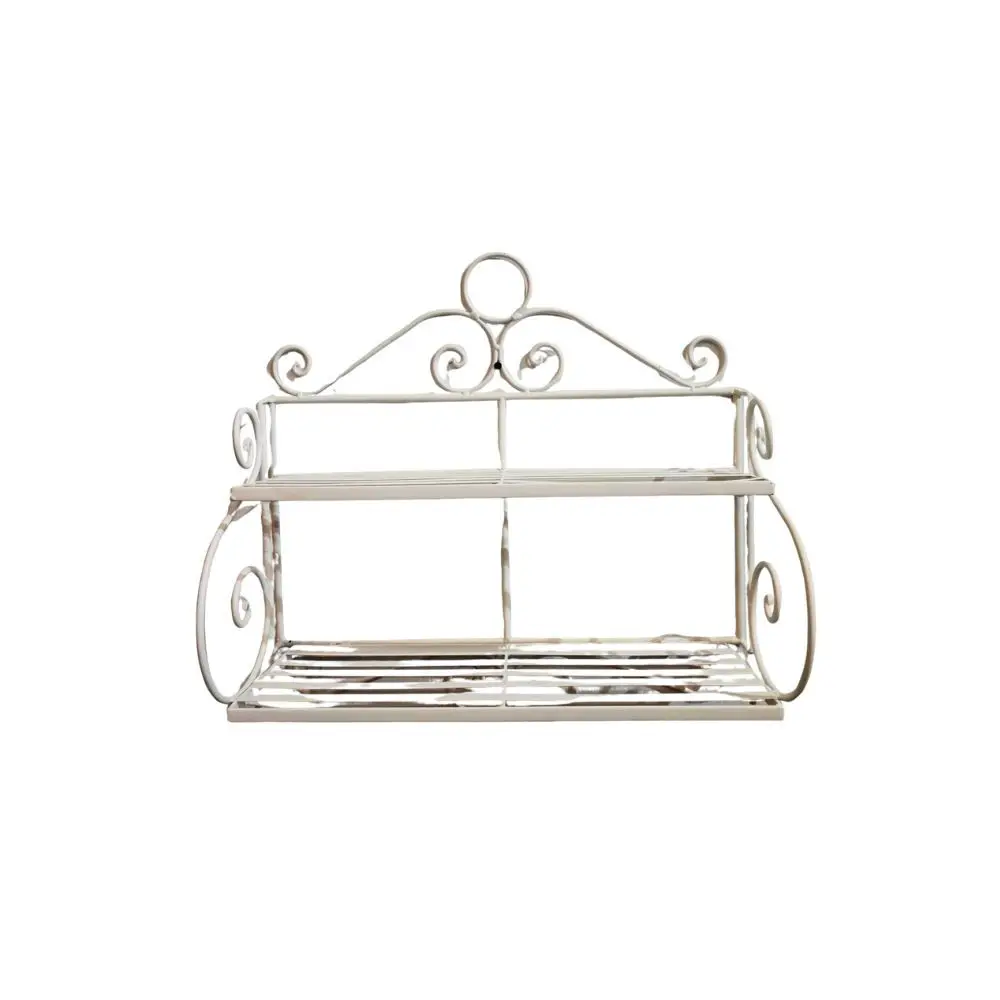 ~ Etagère murale en métal blanc L.49 x l.18 x Ht.50 cm Chemin de campagne