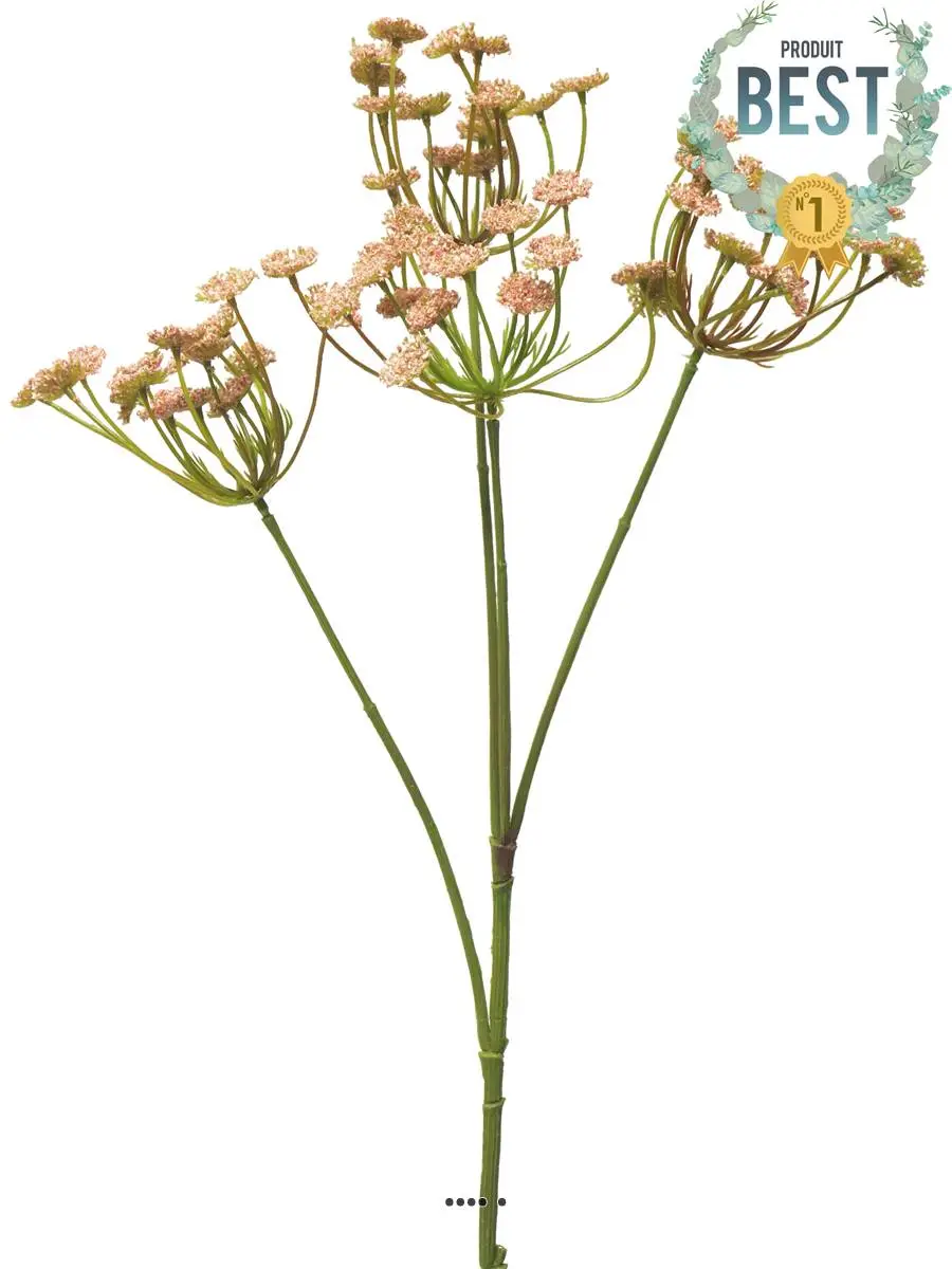 Fleur d&rsquo;Aneth artificielle en tige, 4 ramures, H68 cm Rose pâle – BEST – couleur: Rose pâle