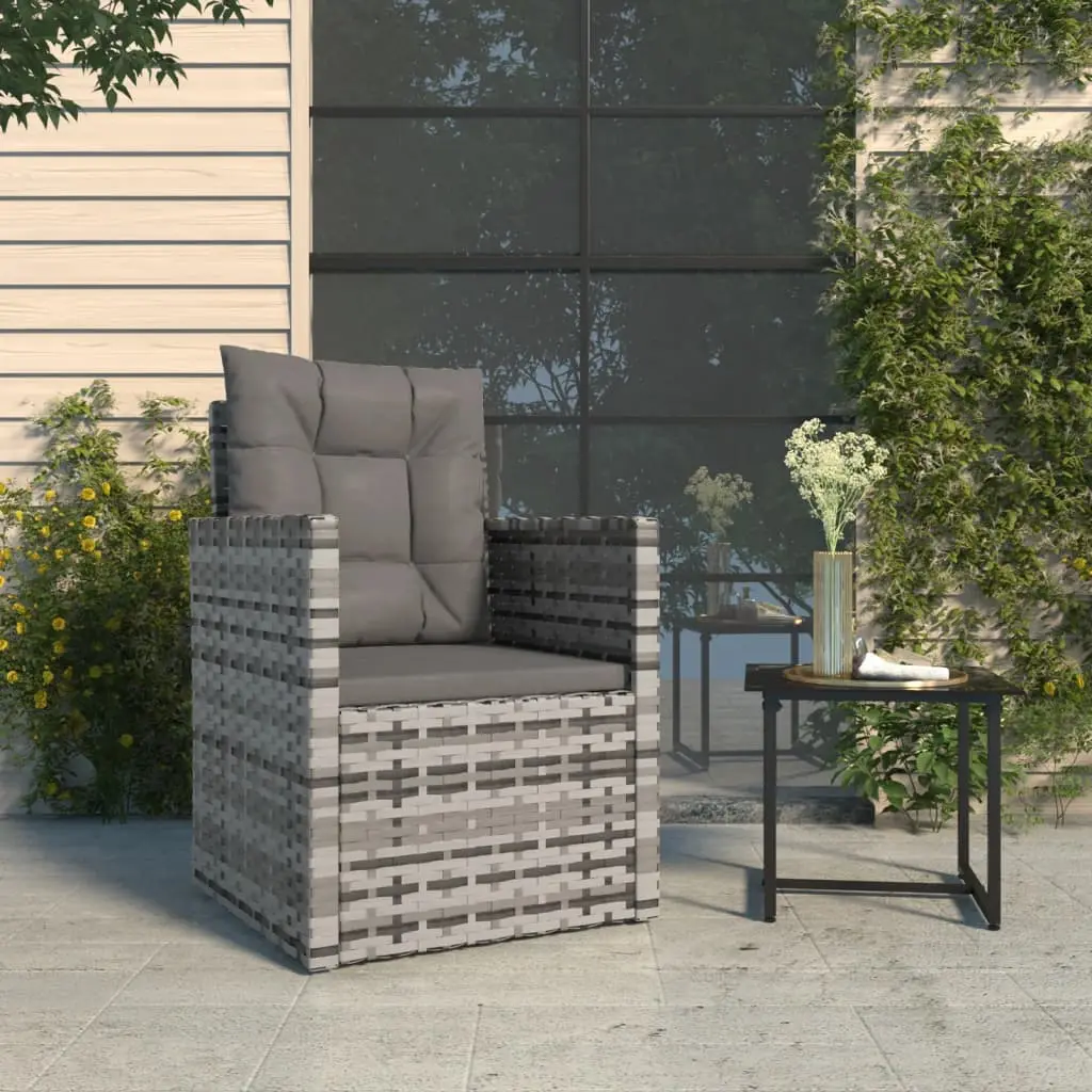 Fauteuil de jardin avec coussins Gris Résine tressée vidaXL 362323