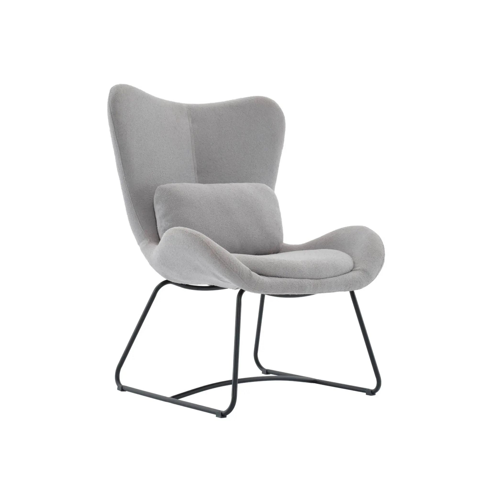 Fauteuil en tissu gris clair avec coussin fournis NINA L 75 x P 78 x H 101cm