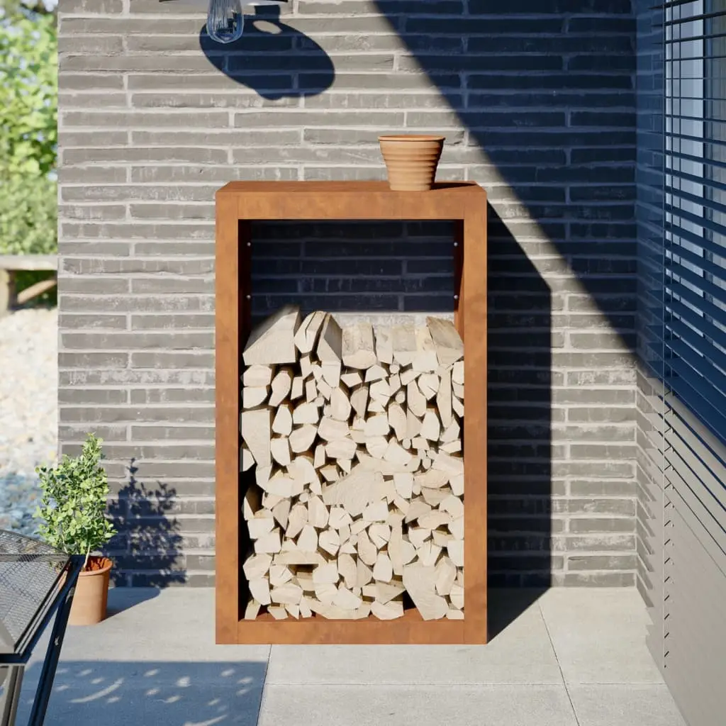Étagère à bois de chauffage en Acier Corten design vertical 60x40x100 cm – ComfortXL Outdoor Living
