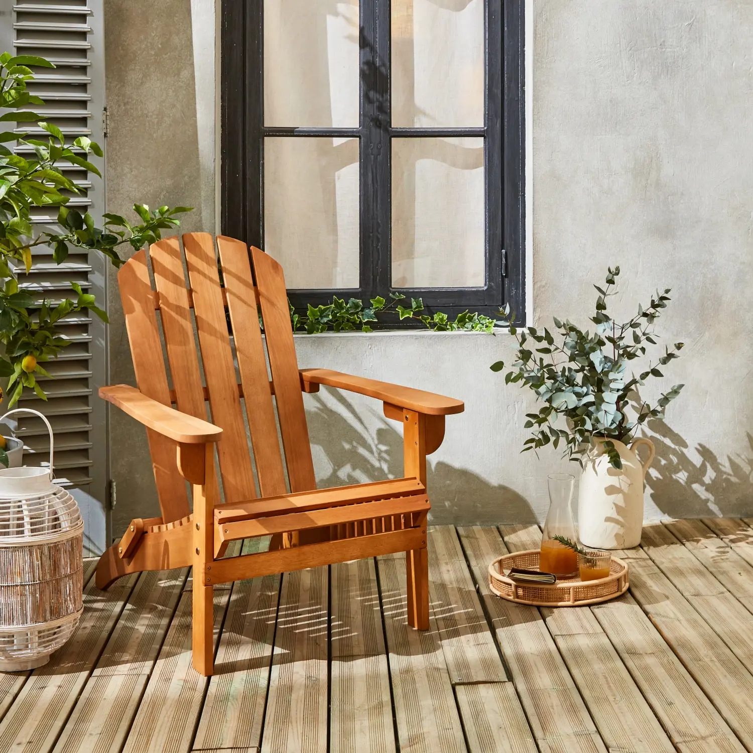 Fauteuil de jardin en bois – Adirondack Salamanca- Eucalyptus. chaise de terrasse retro. siège de plage | sweeek