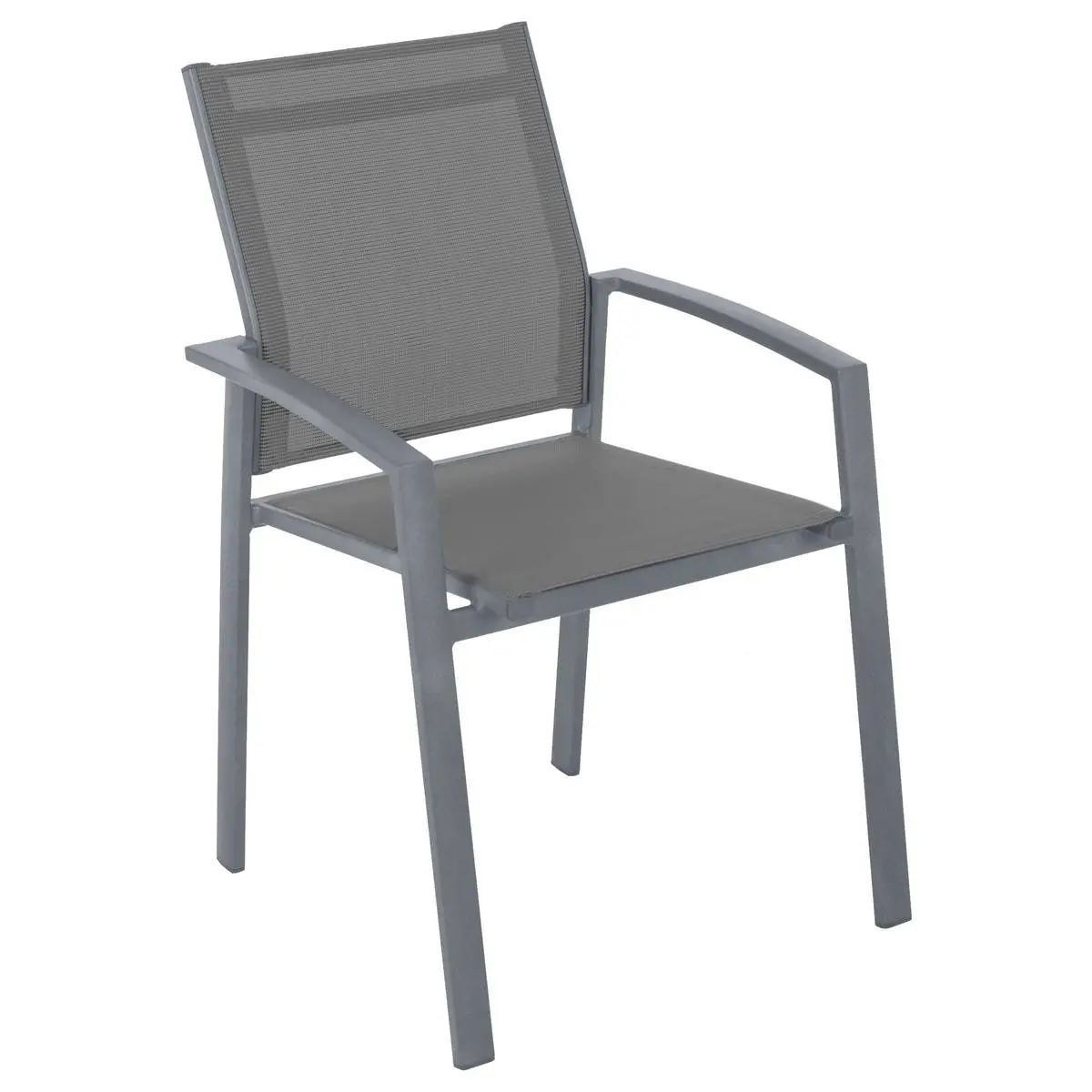 Fauteuil de jardin empilable «Axiome» silex & gris quartz en aluminium traité époxy Hespéride