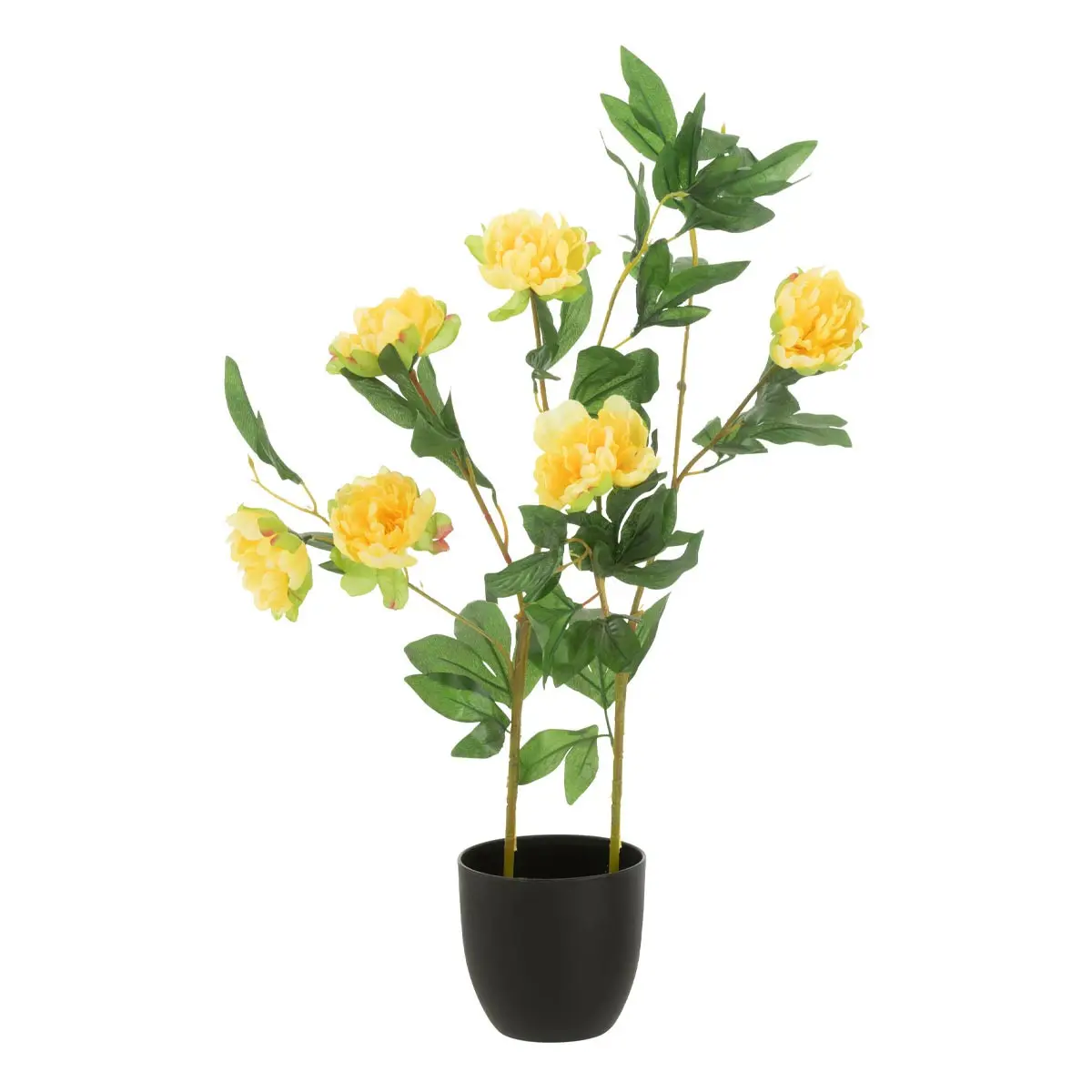 Fleur Artificielle en Pot «Pivoine» 80cm Jaune