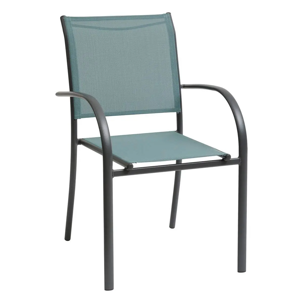 Fauteuil de jardin empilable «Piazza» vert jade & graphite en aluminium traité époxy Hespéride