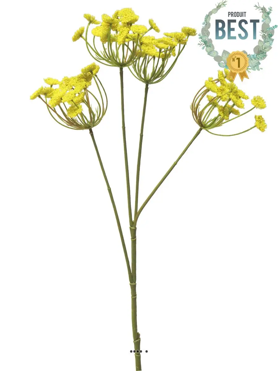Fleur d&rsquo;Aneth artificielle en tige, 4 ramures, H 68 cm Jaune – BEST – couleur: Jaune