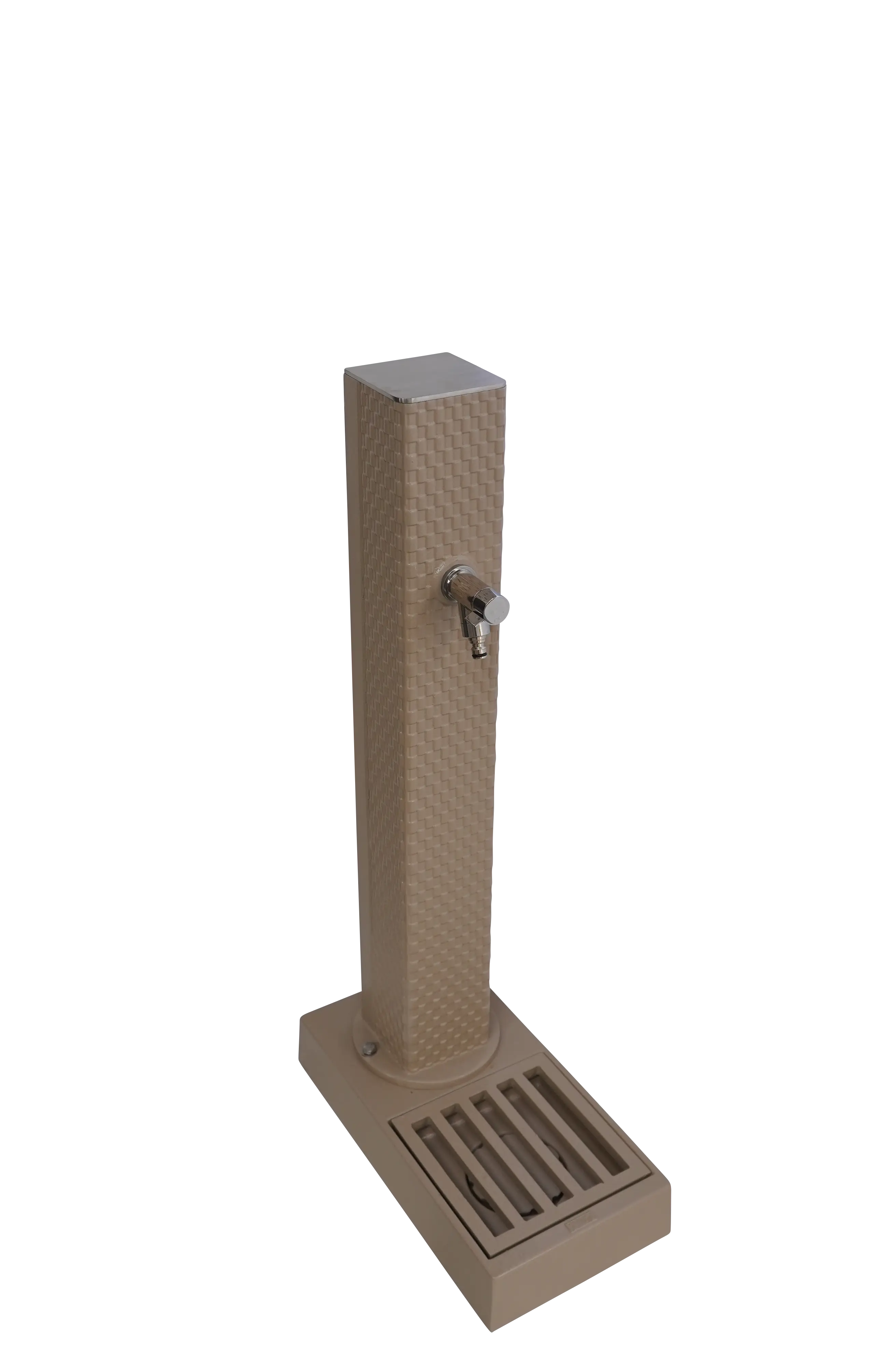 Fontaine borne pixel avec vasque taupe avec robinet rounded Dommartin H. 103cm X L. 51cm