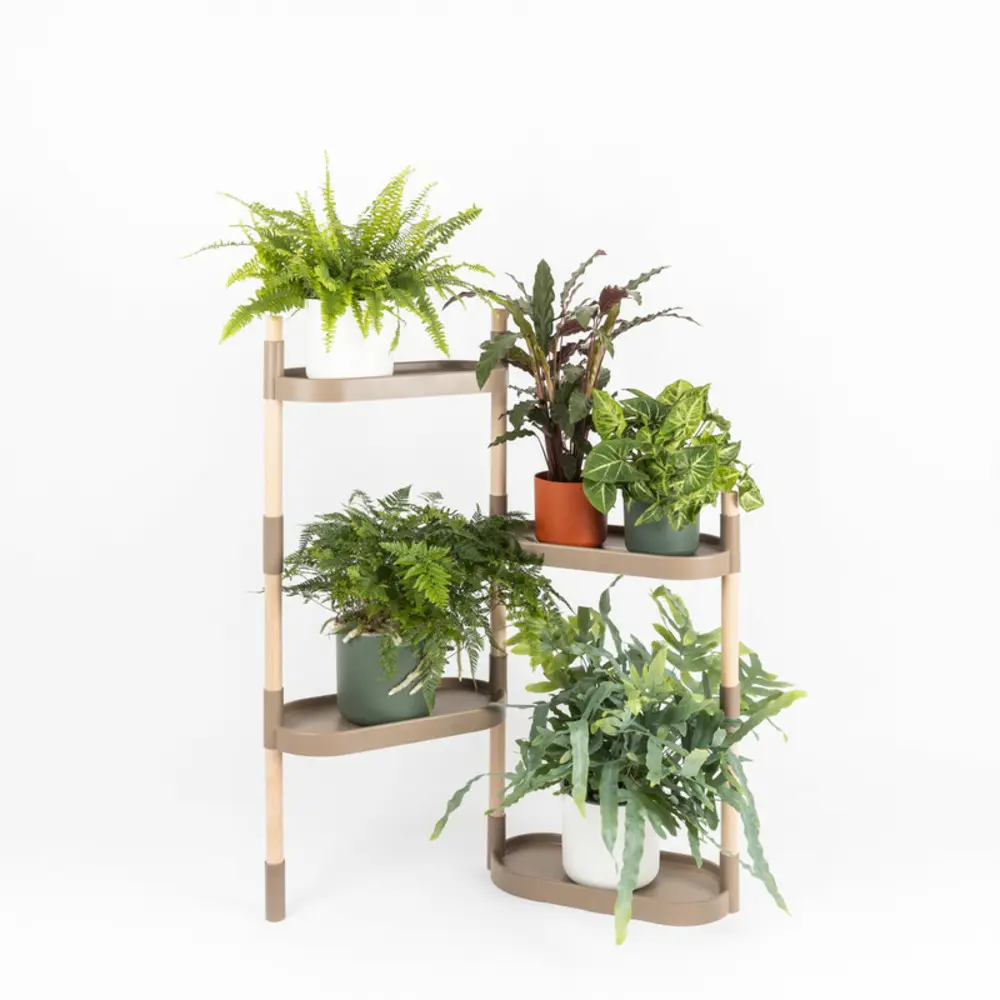 Étagère CitySens pour plantes couleur écorce de pin à 4 plateaux