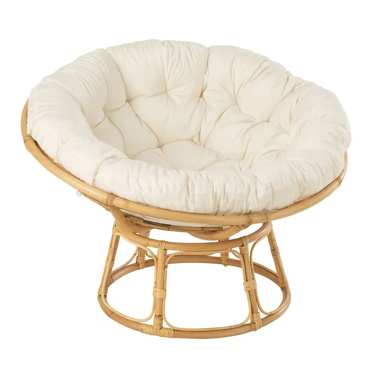 Fauteuil en Rotin & Coussin «Céline» 115cm Naturel