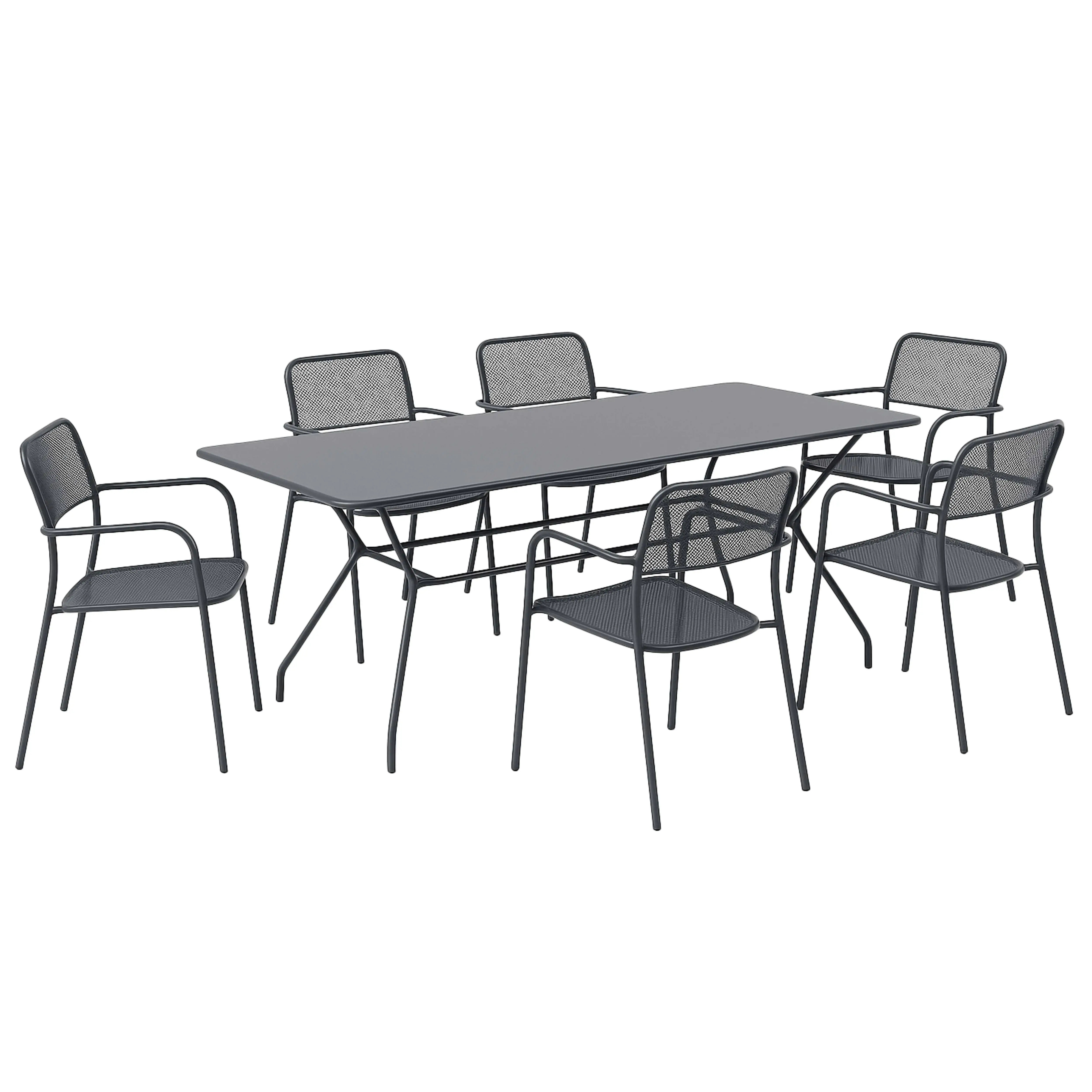 Ensemble table et 6 fauteuils de jardin gris anthracite Guethary – Oviala