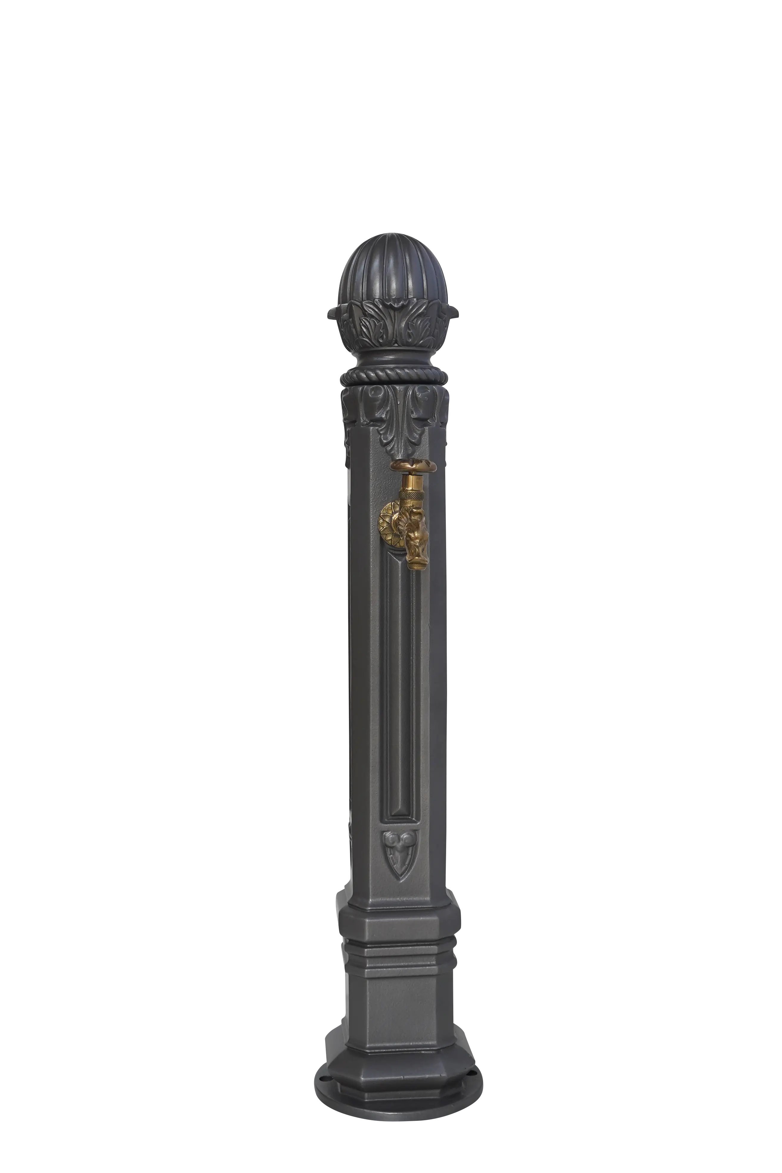 Fontaine borne griffon sans vasque gris 4111 avec robinet colvert Dommartin H. 102 cm X L. 17,5 cm