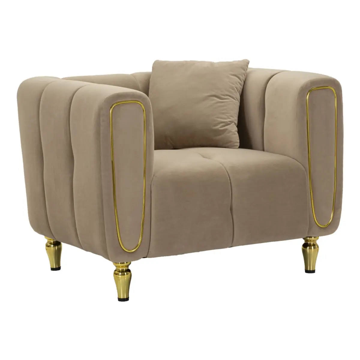 Fauteuil en Velours Matelassé «Alma» 97cm Gris