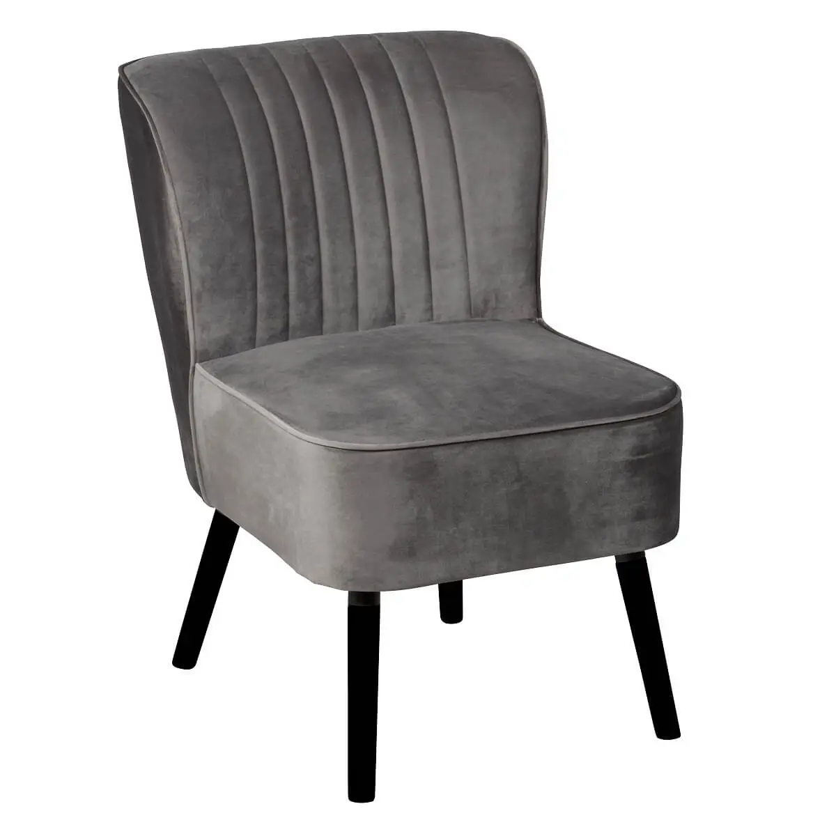 Fauteuil Gris Piètement Laqué Noir – MATILA