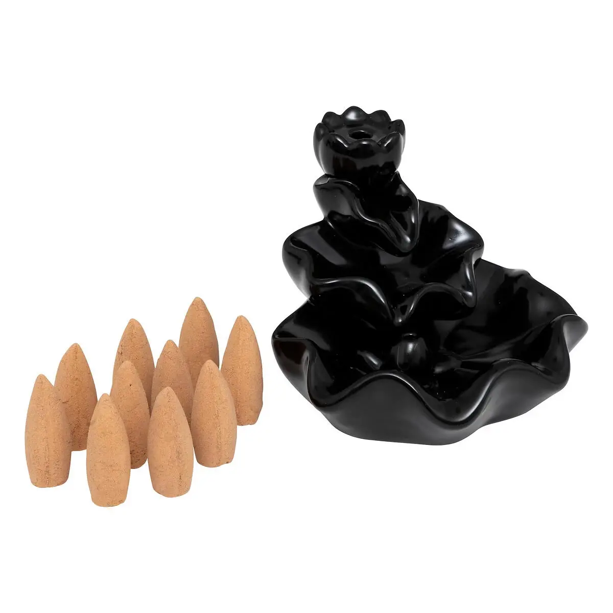 Fontaine à Encens Avec 10 Cônes «Iloe» 10cm Noir