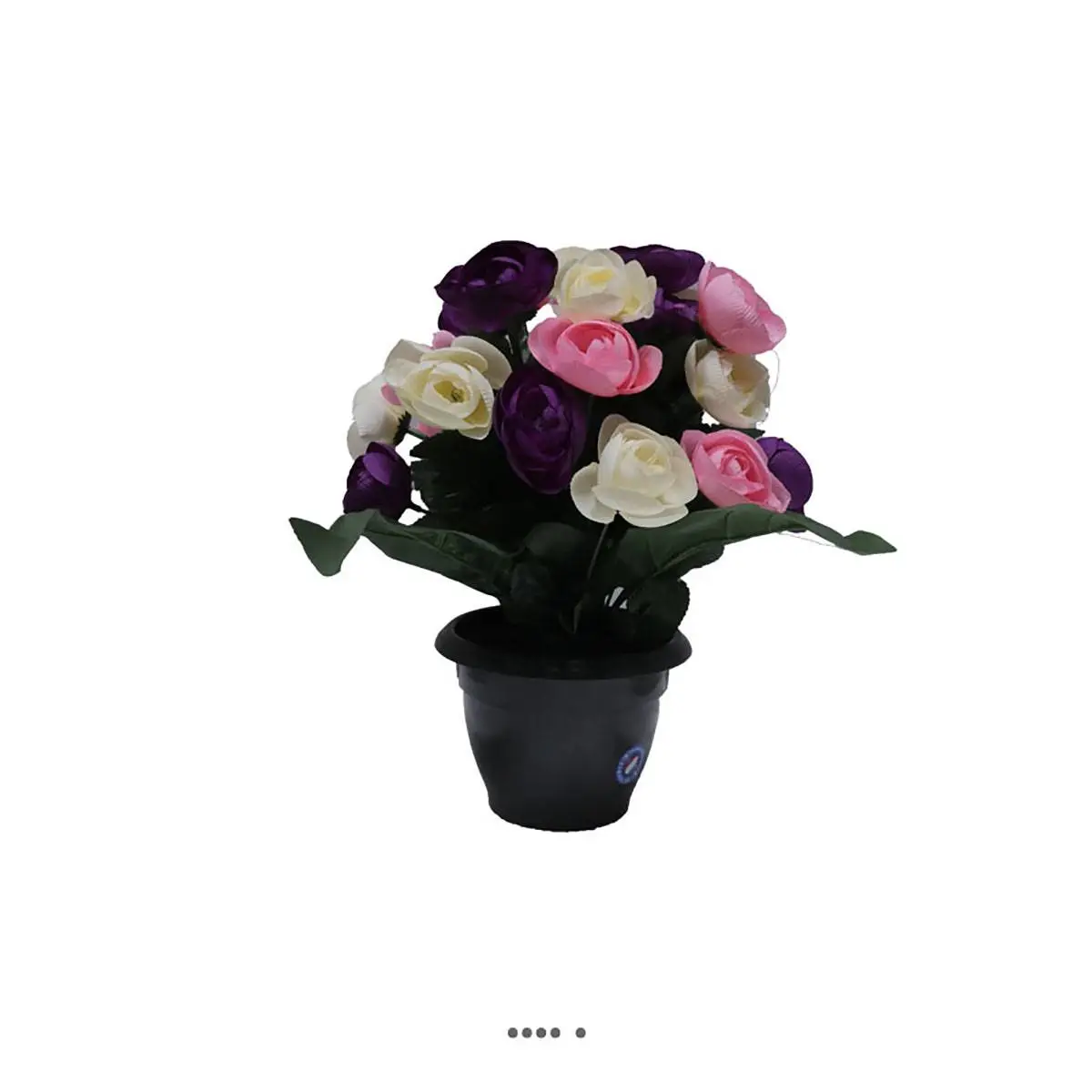 Fleurs artificielles cimetière pot de renoncules H 35 cm D 27 cm Mauve violet – couleur: Mauve violet