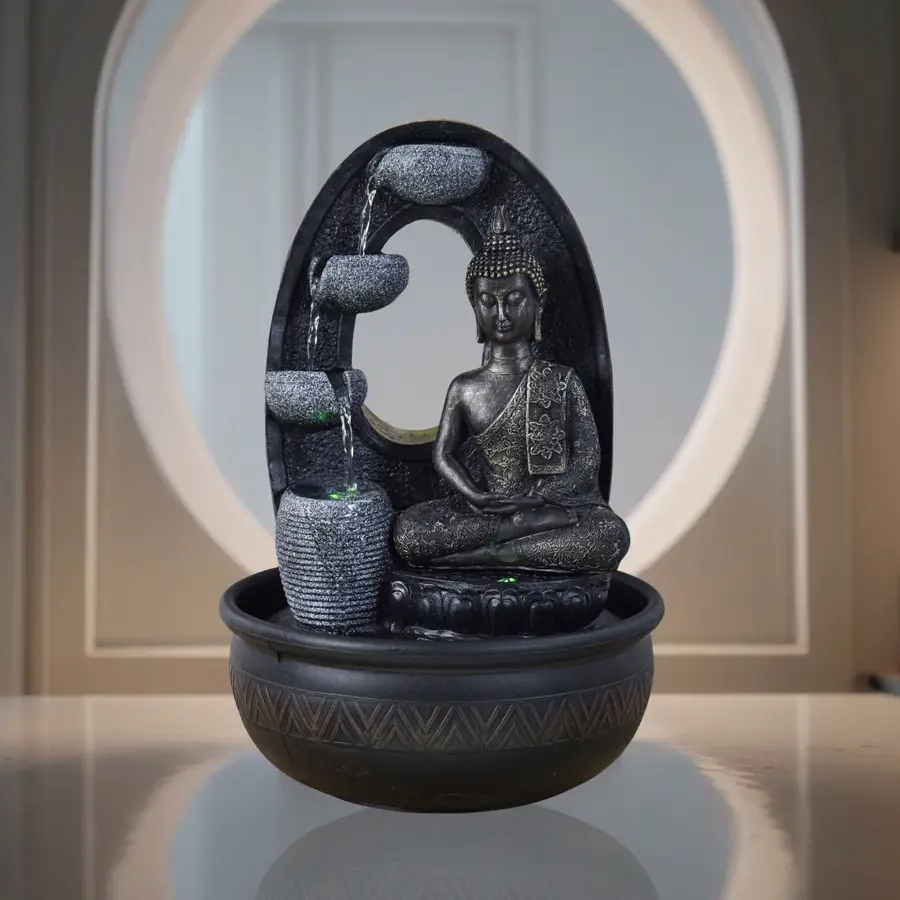 Fontaine d’Intérieur Bouddha Harmonie – Pompe Silencieuse – Statuette Amovible – Idée Cadeau – Ambiance Zen – H 40cm – Zen’Light