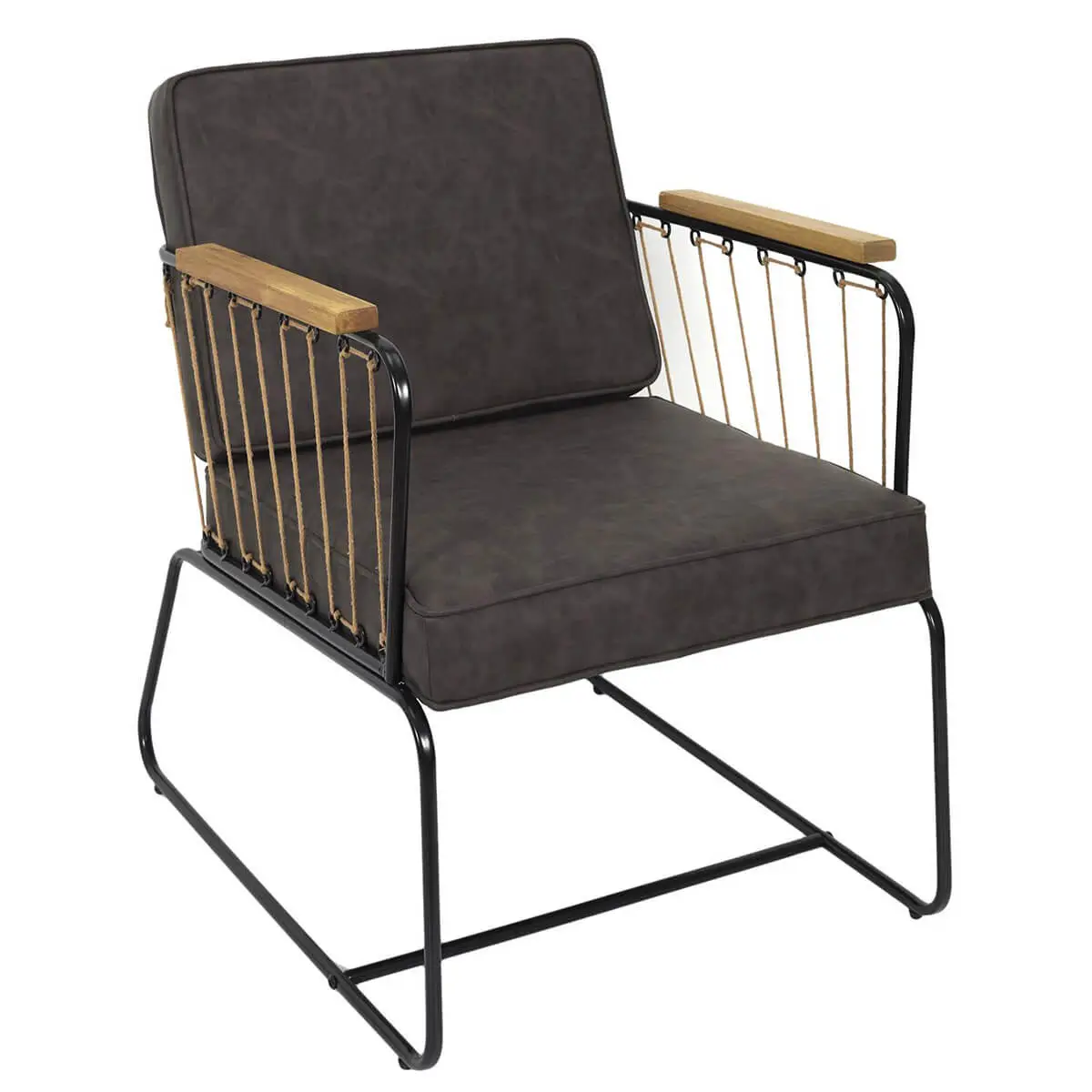 Fauteuil en tissu Marron Foncé – LUCAS
