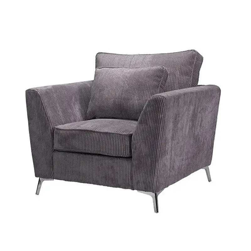 Fauteuil Isla velours côtelé gris