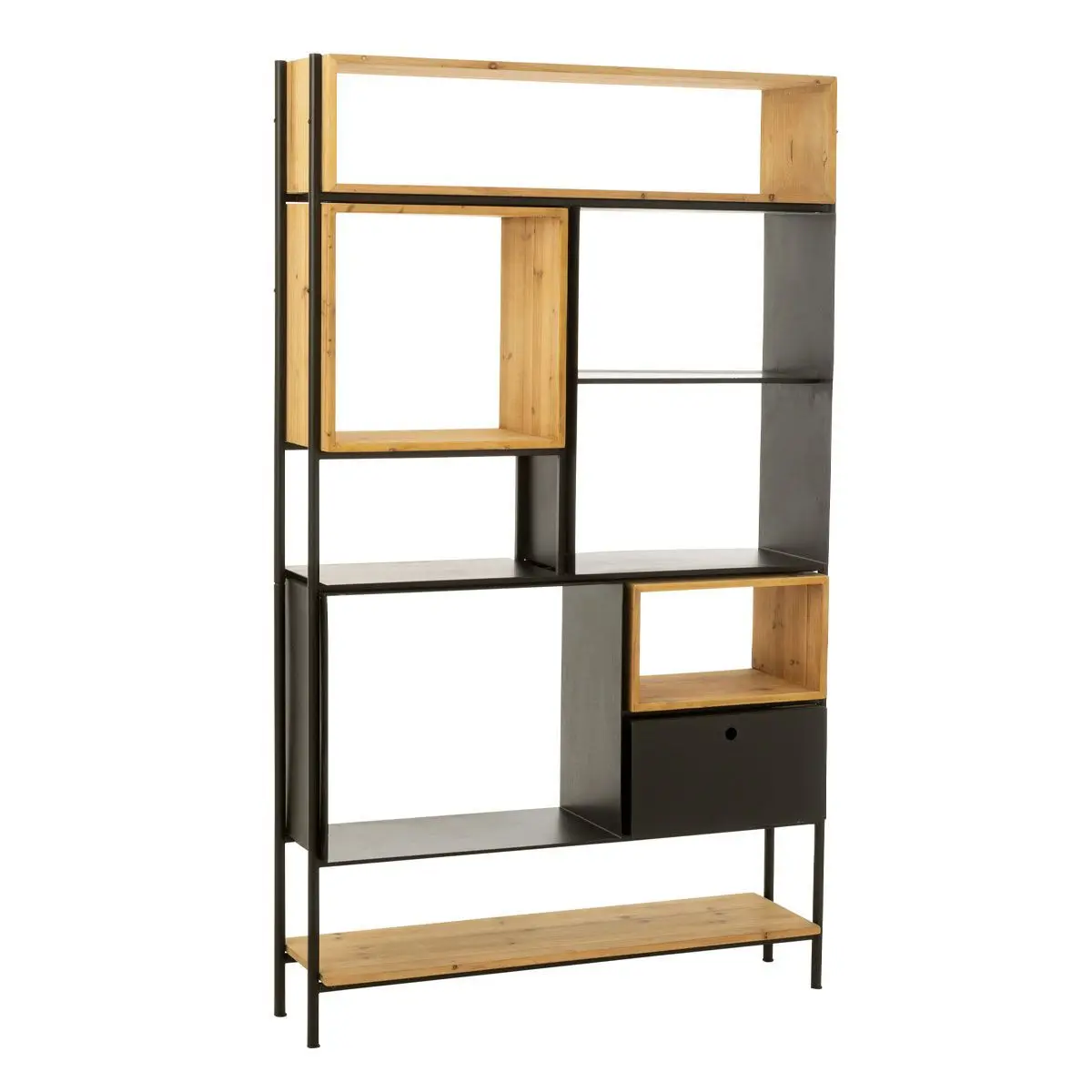 Étagère en Bois «Tina» 110cm Noir & Naturel