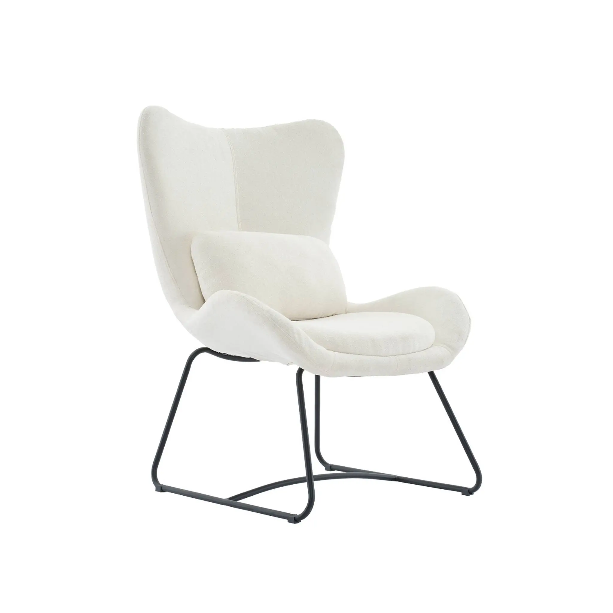 Fauteuil en tissu blanc avec coussin fournis NINA L 75 x P 78 x H 101cm