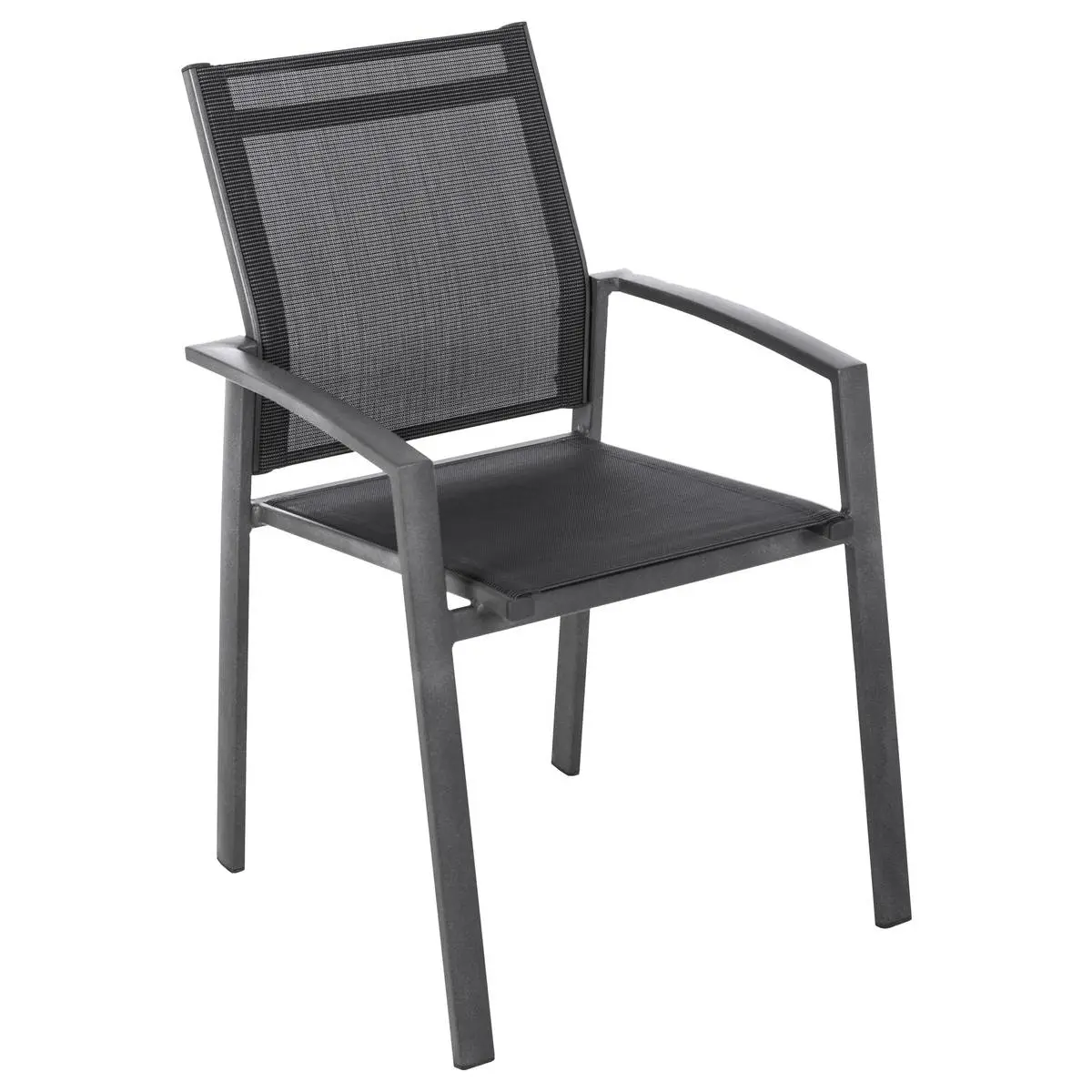 Fauteuil de jardin empilable «Axiome» poivre & graphite aluminium traité époxy Hespéride