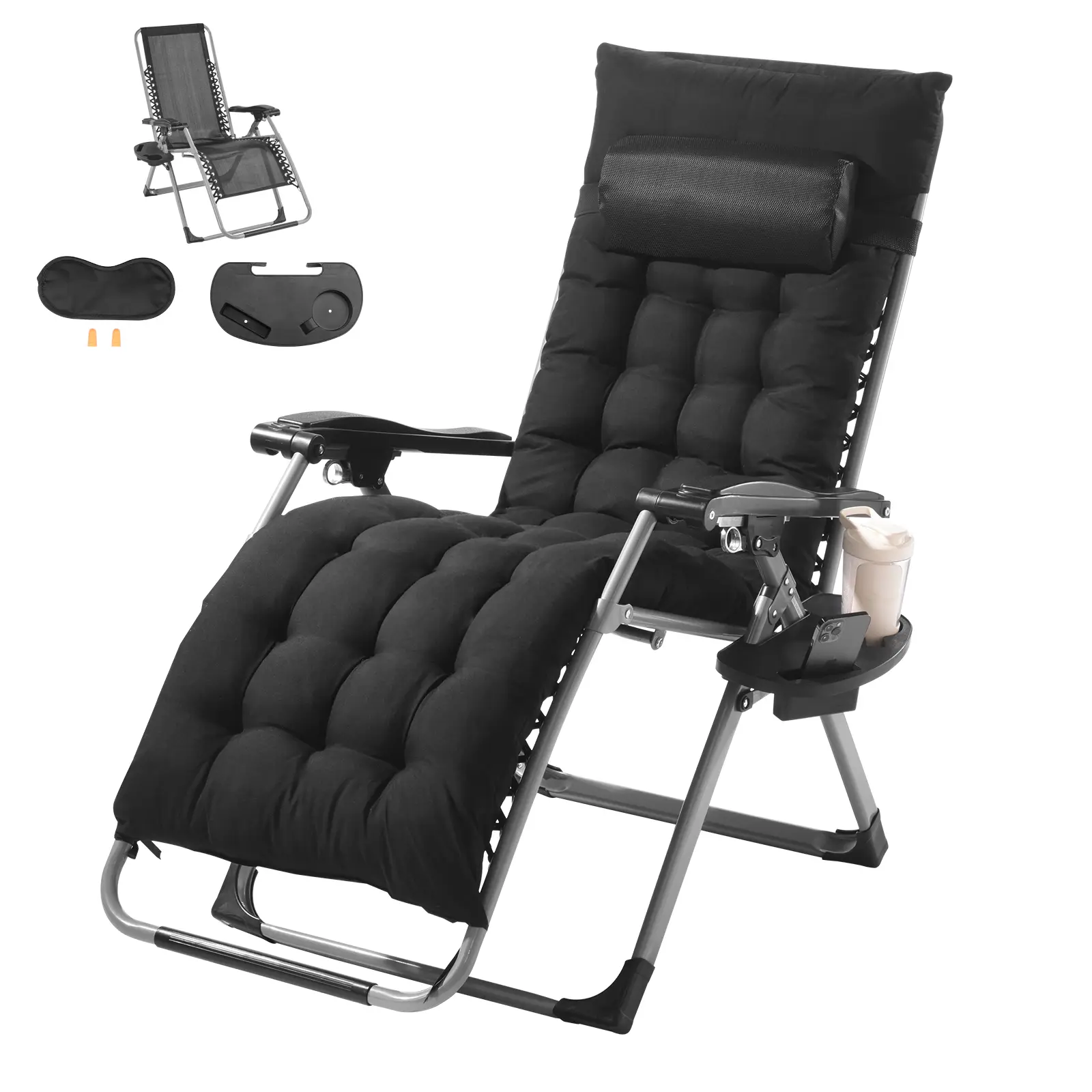 VEVOR Fauteuil inclinable zéro gravité, 645 mm, charge 226,8 kg. Pour jardin, intérieur.