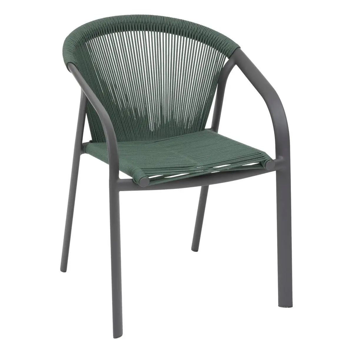 Fauteuil de jardin empilable «Riu» vert olive & graphite en aluminium traité en epoxy Hespéride