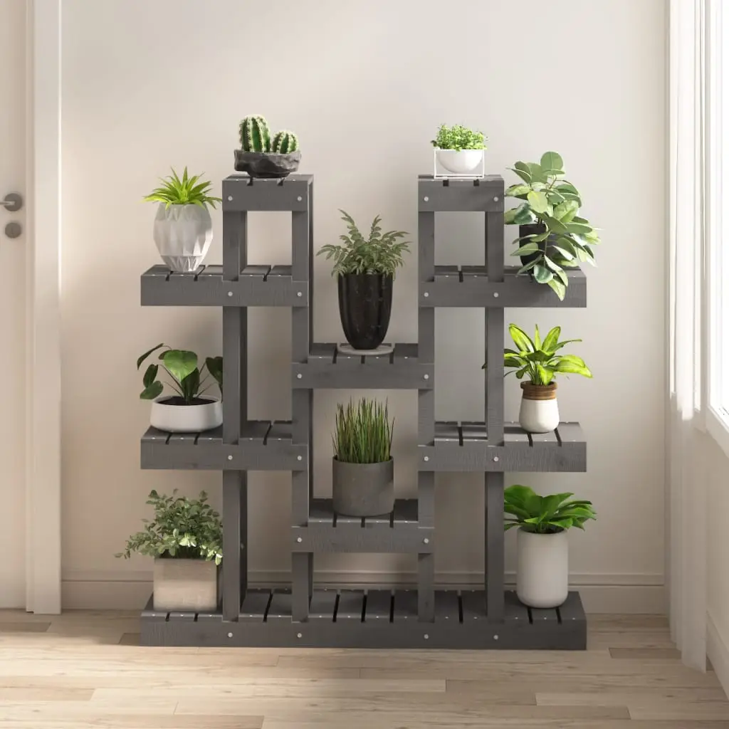 Étagère à Fleurs Grise en Bois de Pin Massif Présentoir Décoratif pour Jardin Balcon 104,5cm – ComfortXL Outdoor Living