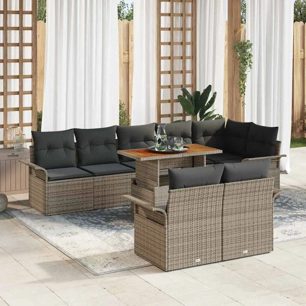 Ensemble XXL Dînatoire 9 Pièces Poly Rotin Gris Table Hauteur Ajustable et Rangement Intégré Terrasse – ComfortXL Outdoor Living