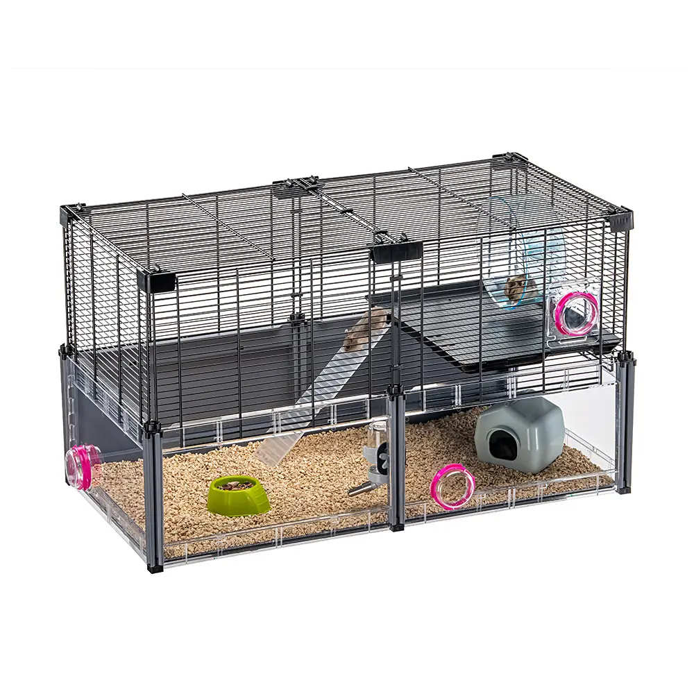 FERPLAST – Cage Hamster – Cage Souris – Cage Hamster Grande – Grillage Métallique – avec Accessoires – Modulaire – Multipla Hamster, 72,5 x 37,5 xh