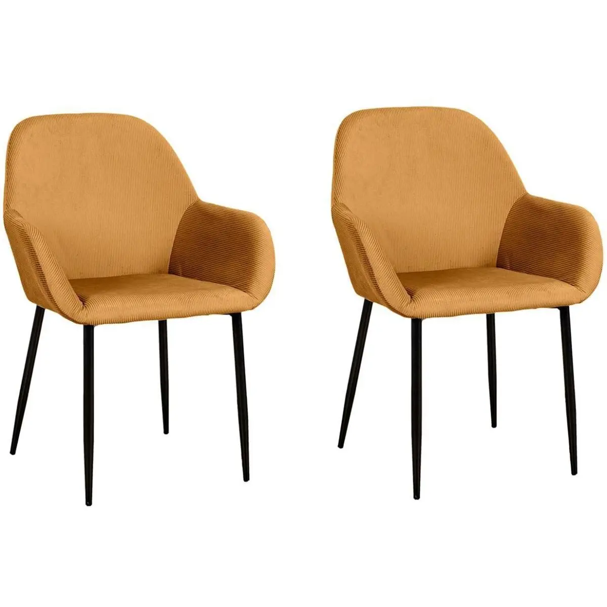 Fauteuil en velours cotelé Giulia (Lot de 2) Moutarde
