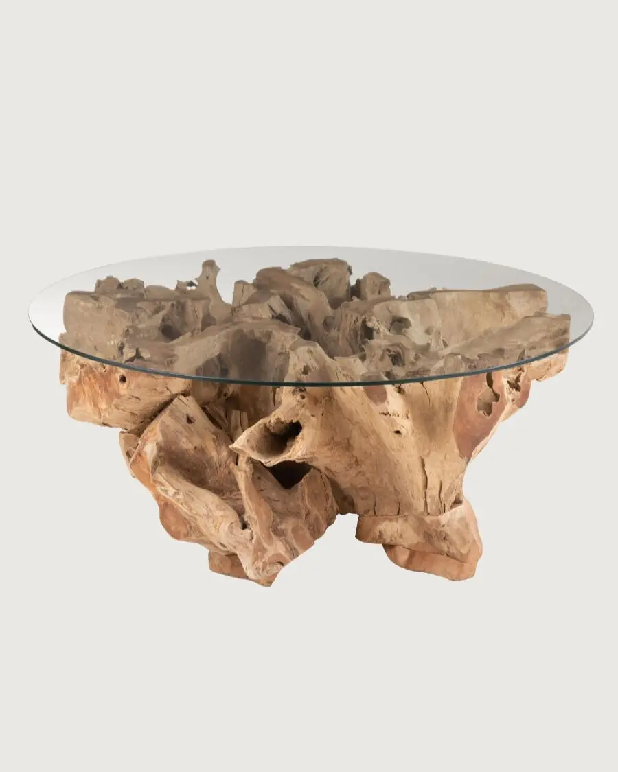 Forest – Table basse en teck massif 80 cm – UNIQKA