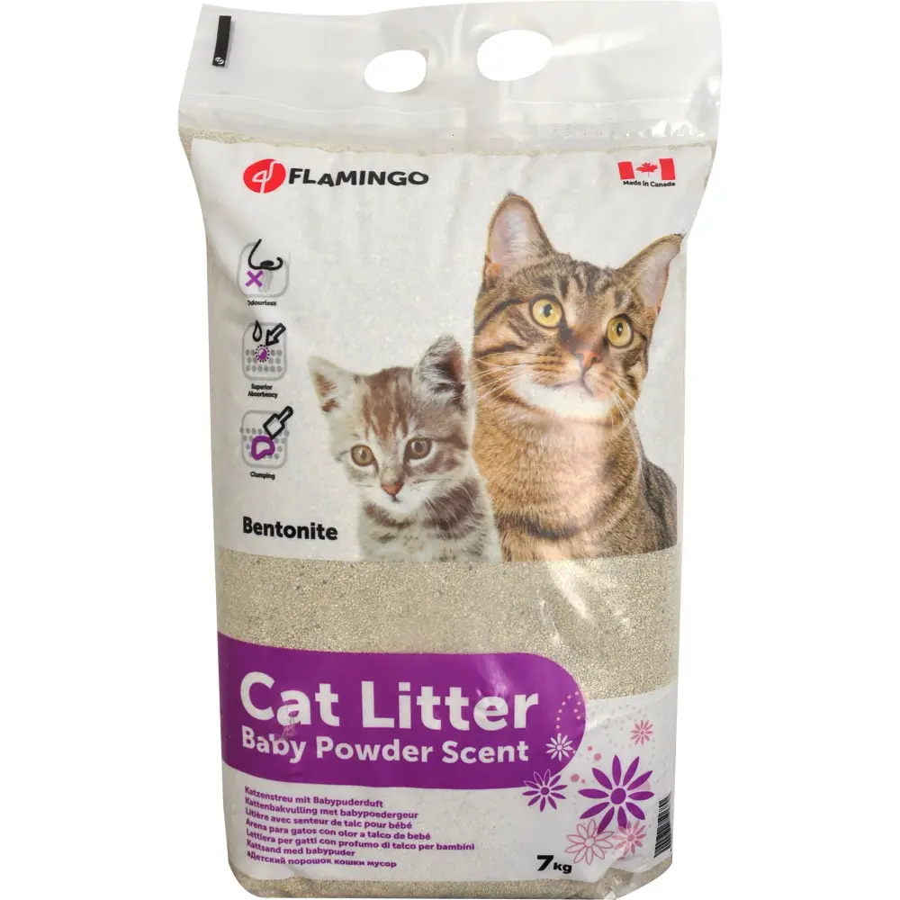 Flamingo – Litière super absorbante au talc poids 7 kg pour chat