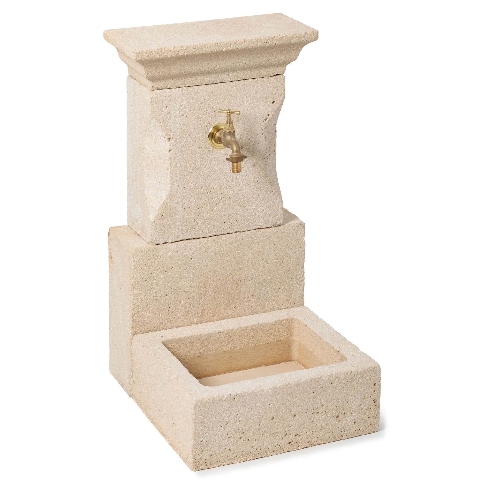 Fontaine classique en pierre bouchardée L.40xH.77xP.48 cm – RO’MA NATURE