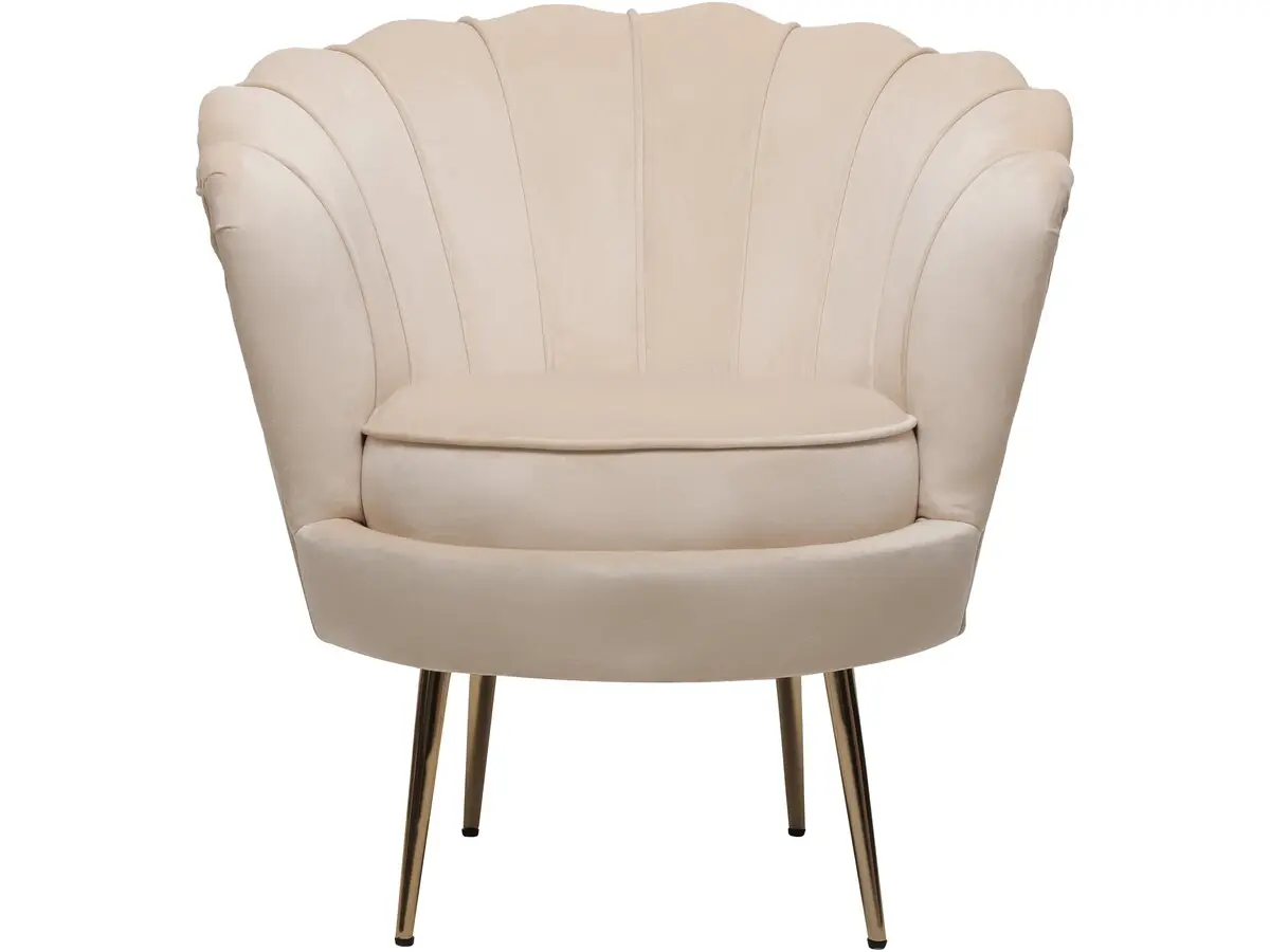 Fauteuil En Velours «floria» – 70 X 73 X 76 Cm – Beige -habitat Et Jardin