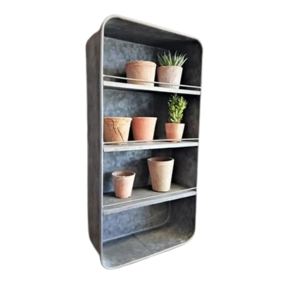 ~ Etagère murale 3 étagères en zinc gris 29 x 12 x 58 cm Chemin de campagne