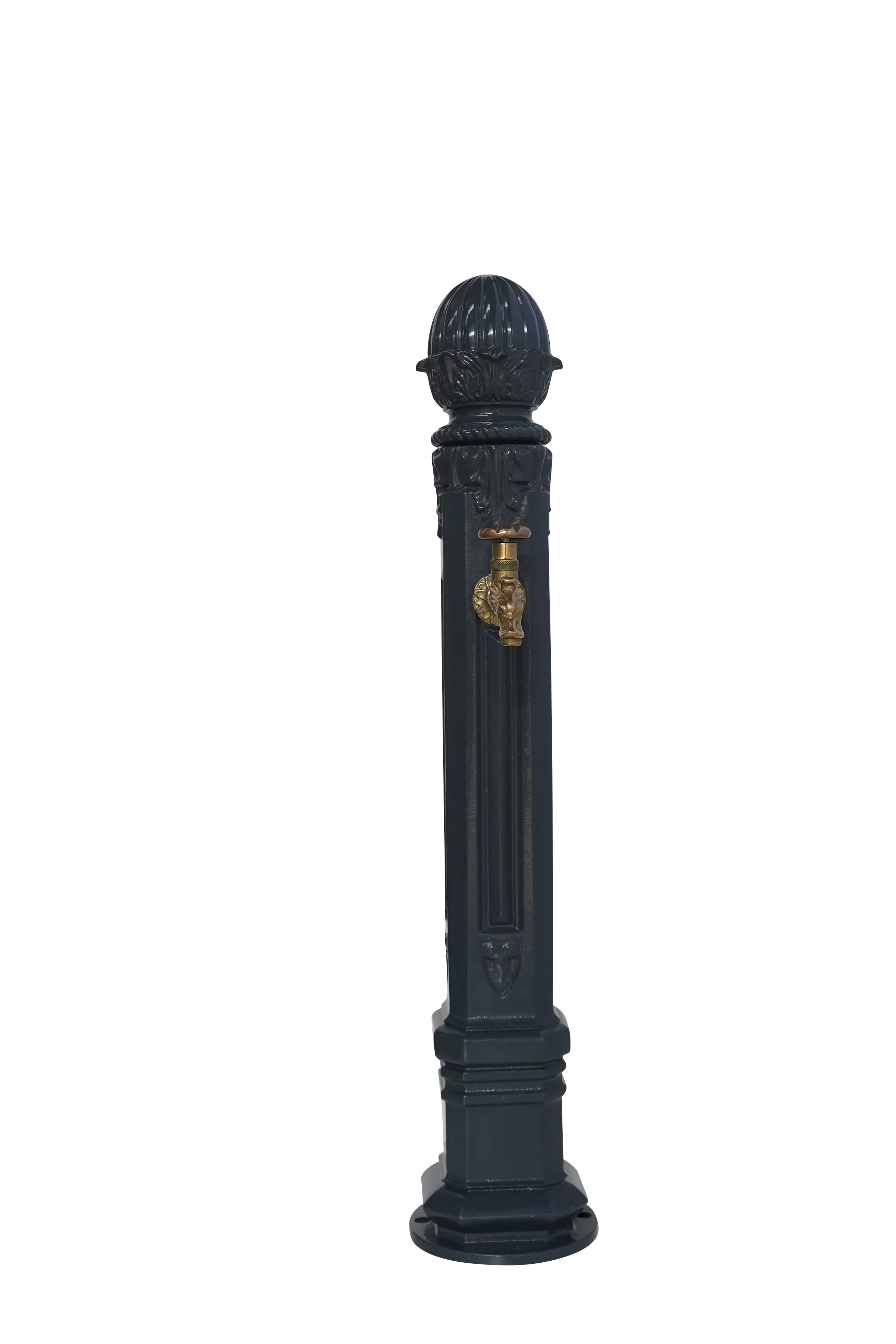 Fontaine borne griffon sans vasque gris 7016 avec robinet colvert Dommartin H. 102 cm X L. 17,5 cm