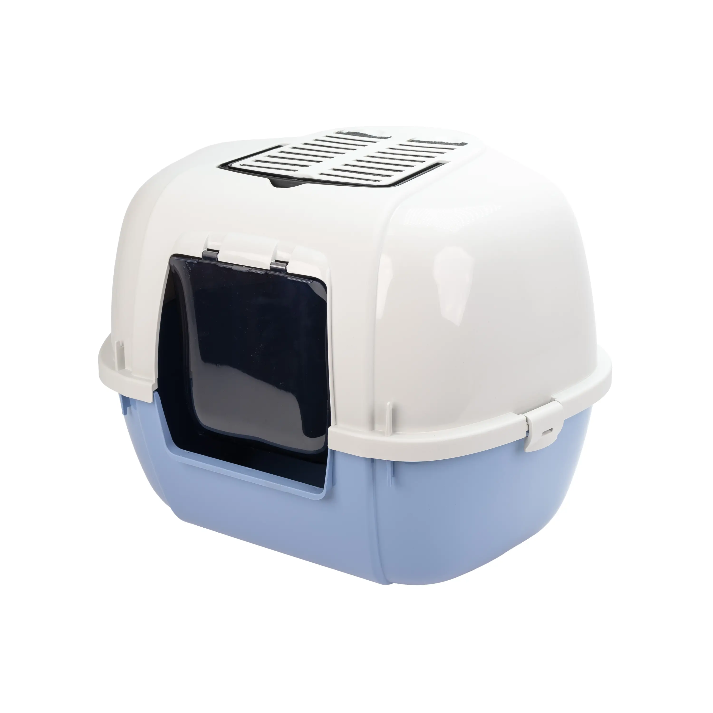Ferplast Bac Litiere pour Chat, Maison de toilette pour Chat, Bac à litière d’angle, 2 filtres à charbon actif anti-odeur inclus, Porte battante