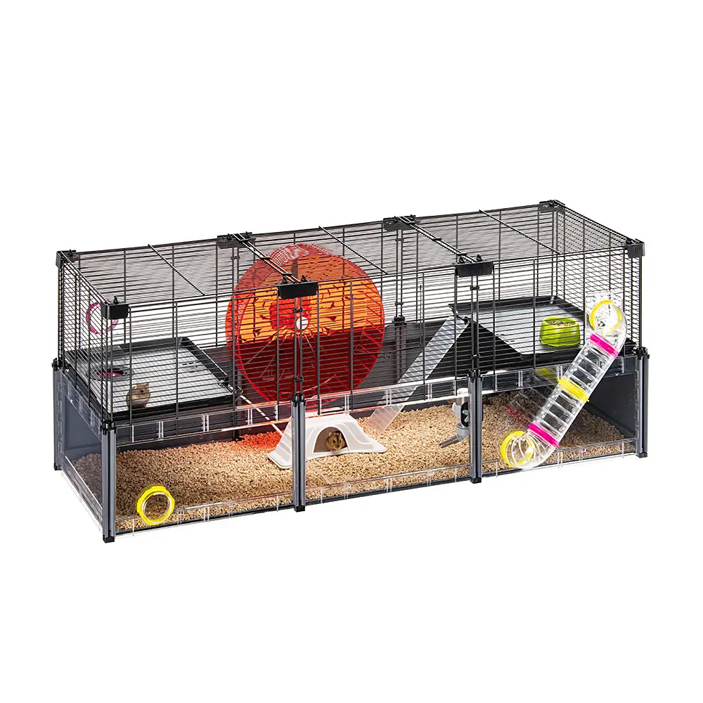 FERPLAST – Cage Hamster – Cage Souris – Cage Hamster Grande – Grillage Métallique – avec Accessoires – Modulaire – Multipla Hamster, 107,5 x 37,5 xh