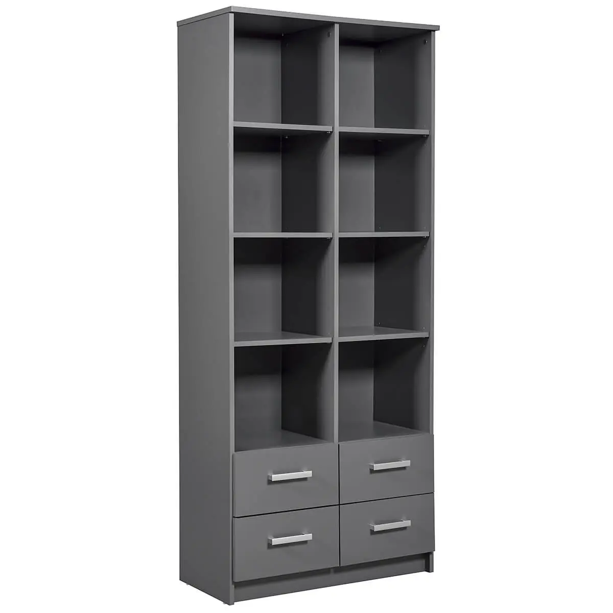 Etagère 8 Niches 4 Tiroirs Coloris Gris Graphite – ZEINE
