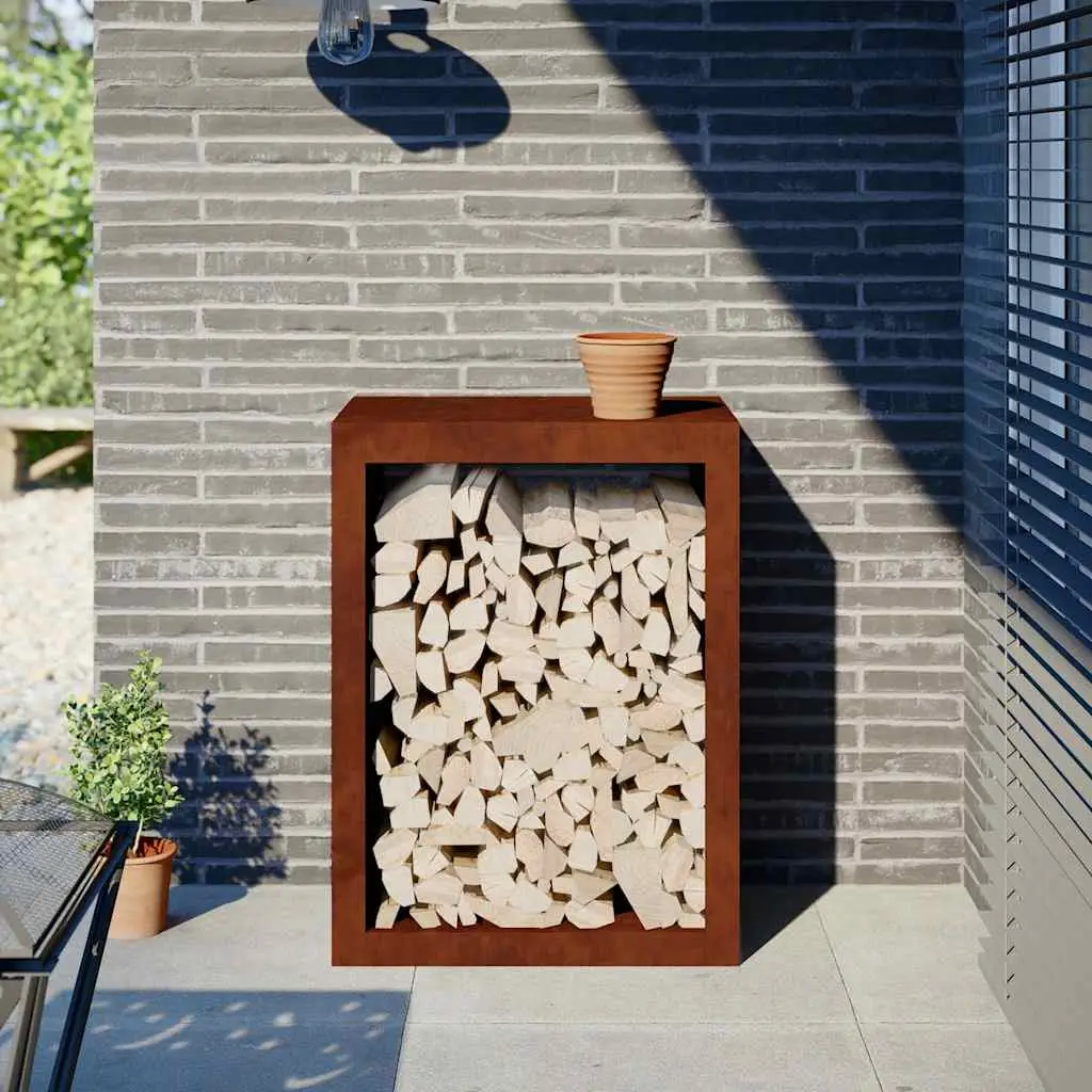 Étagère à Bois Acier Corten Verticale Rangement Design Extérieur 60x40x80cm – ComfortXL Outdoor Living