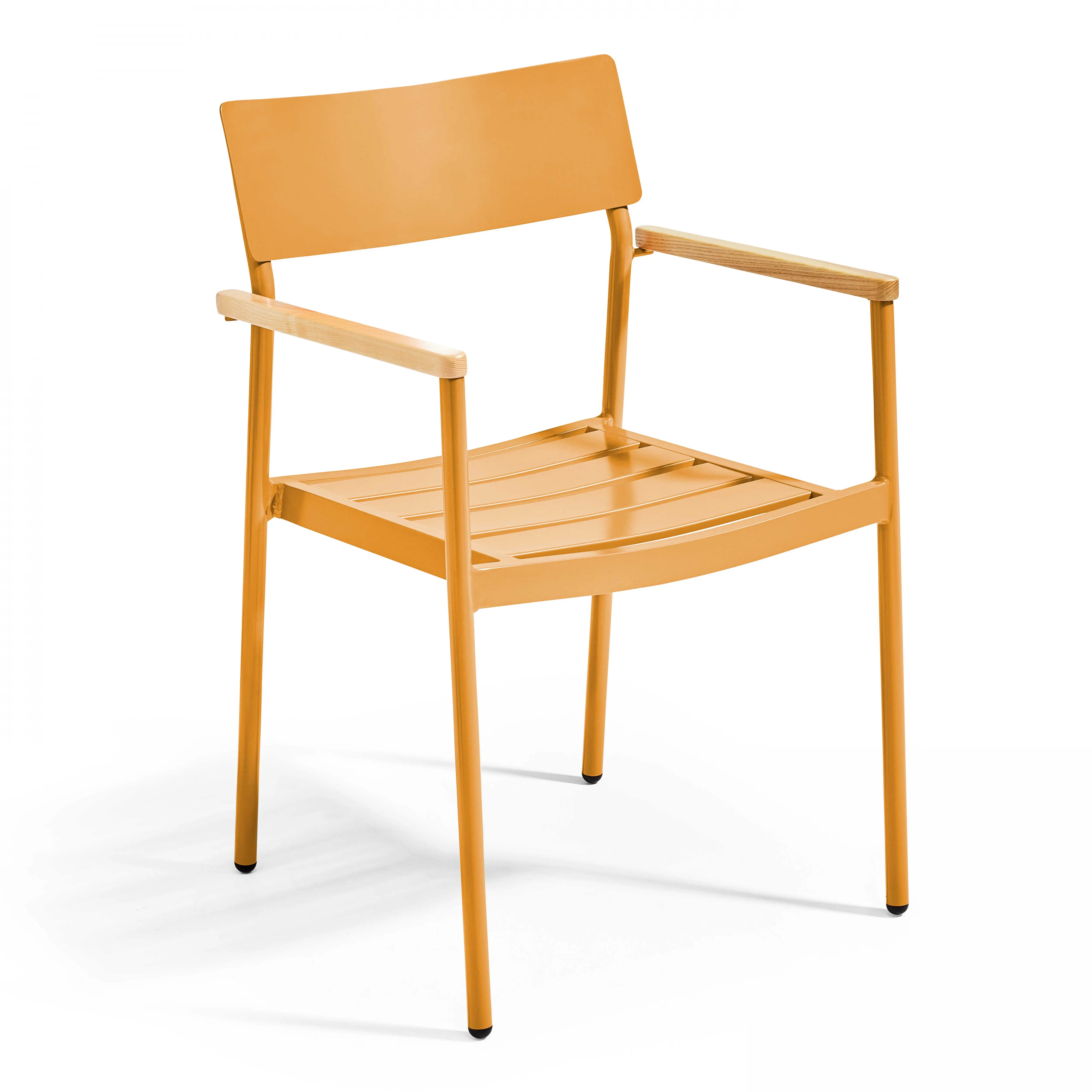 Fauteuil de jardin en aluminium et bois jaune moutarde Leeds – Oviala