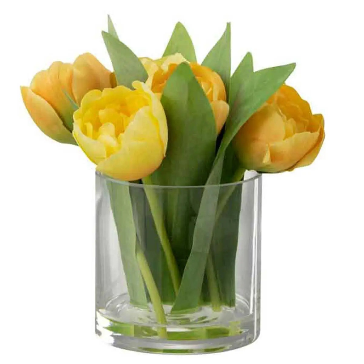 Fleur Artificielle & Vase «Tulipes» 19cm Jaune