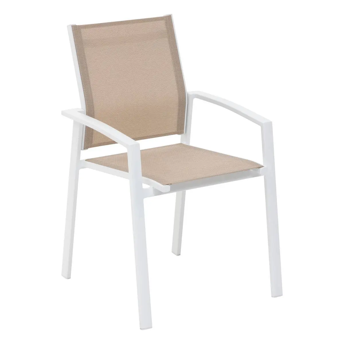 Fauteuil de jardin empilable «Axiome» lin & blanc Hespéride