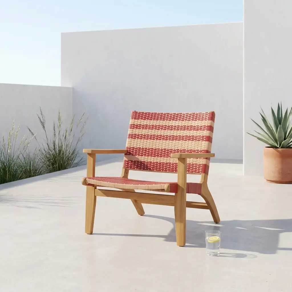 Fauteuil de jardin bois d’acacia et résine terracotta – Goa | sweeek