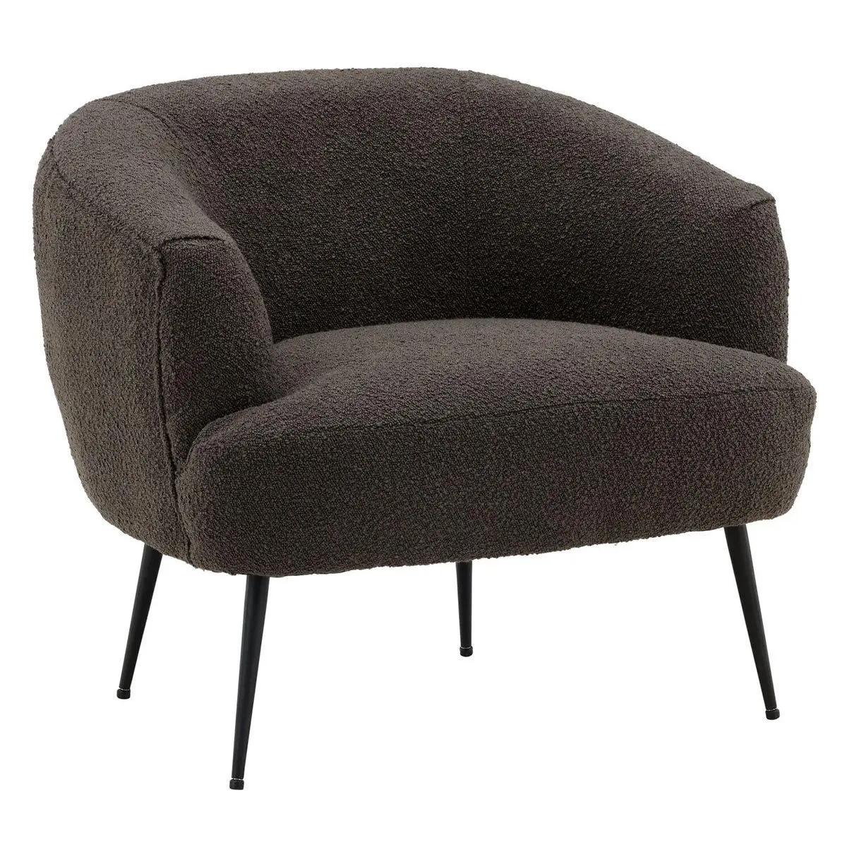 Fauteuil en Tissu Bouclette «Derry» 79cm Gris Foncé